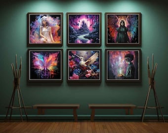 Captivating Dreamscape: A Spellbinding Collection of 12 Opalescent and Ethereal Digital Arts - Printable Wall Art - Digital Download