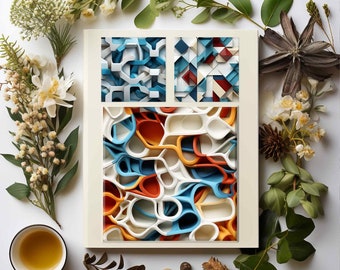 Set of 16 Seamless 3D Geometric Patterns – High-Res JPGs - 4096 x 4096 px – Modern Digital Paper Pack – Instant Download