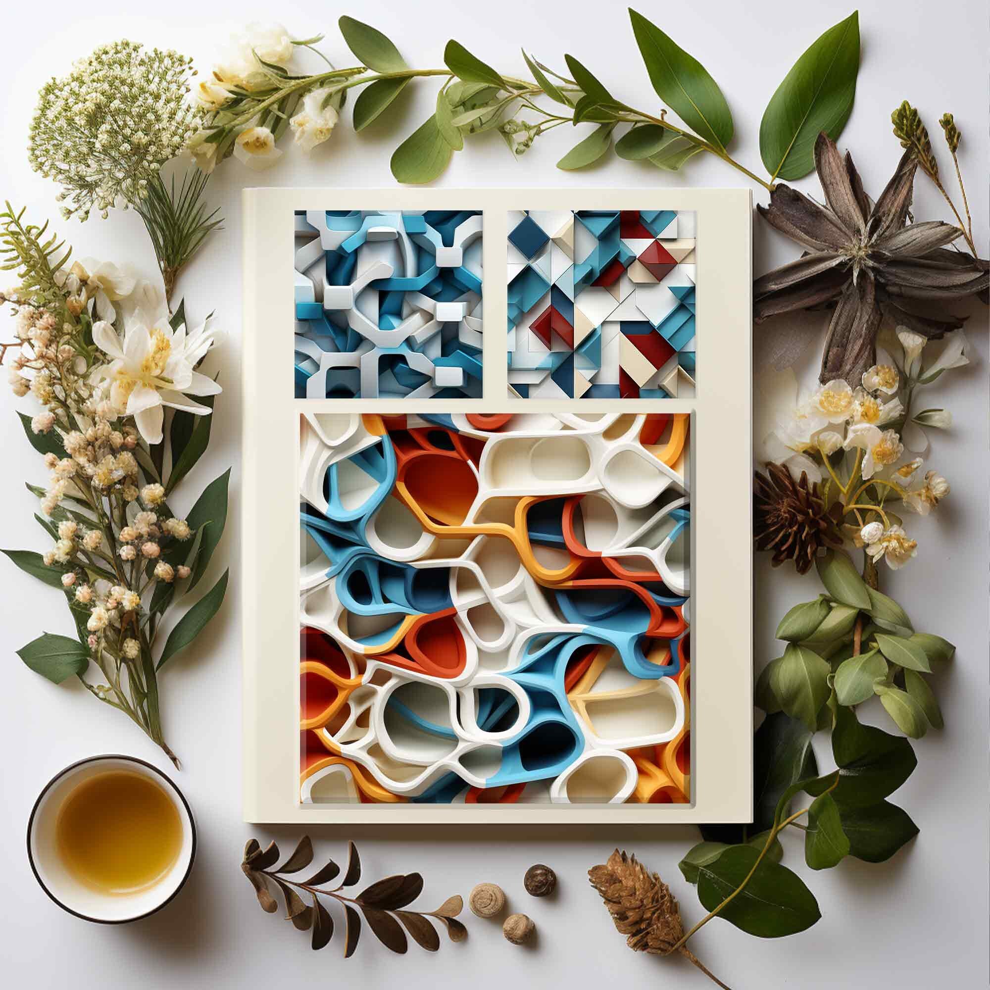 Set of 16 Seamless 3D Geometric Patterns High-res Jpgs 4096 X 4096 Px ...