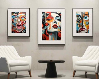Eclectic Expressions - Set of 8 Captivating Digital Abstract Art Prints in 6 Poster Sizes- Gallery Set - Wall Arts - Digital Download