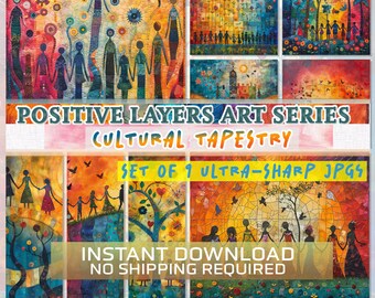 Cultural Tapestry Art Prints: Global Diversity, Set of 9 (Digital Download)