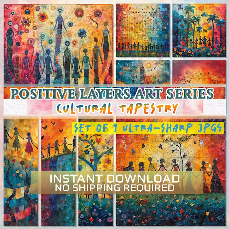 Multicultural Tapistry Cultural Tapestry Art Prints: Global Diversity, Set of 9 (digital ...