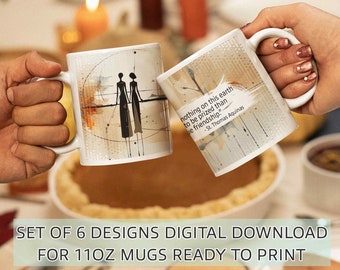 Golden Quotes Digital Download Bundle | 6 Inspirational Full-Wrap Abstract-Theme Background Ready-to-Print Sublimation 11oz Mug JPG Designs