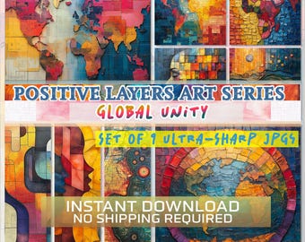 Global Unity Art Prints: Cultural Diversity Abstract Art (Digital Download)