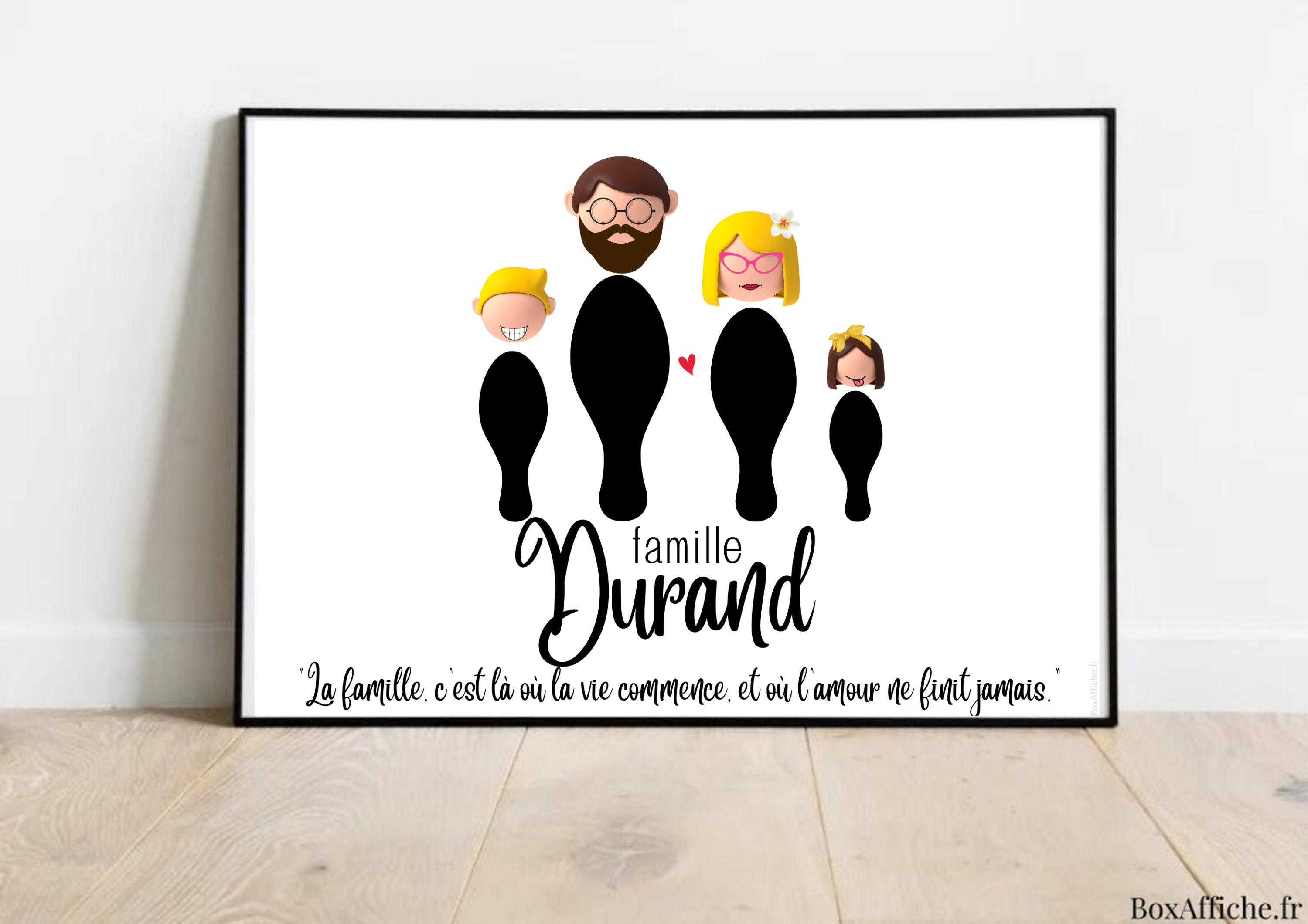 A Personnaliser Votre Portrait de Famille-Avec ou Sans Cadre-Fête Des Mamans, Papas, Anniversaires, 