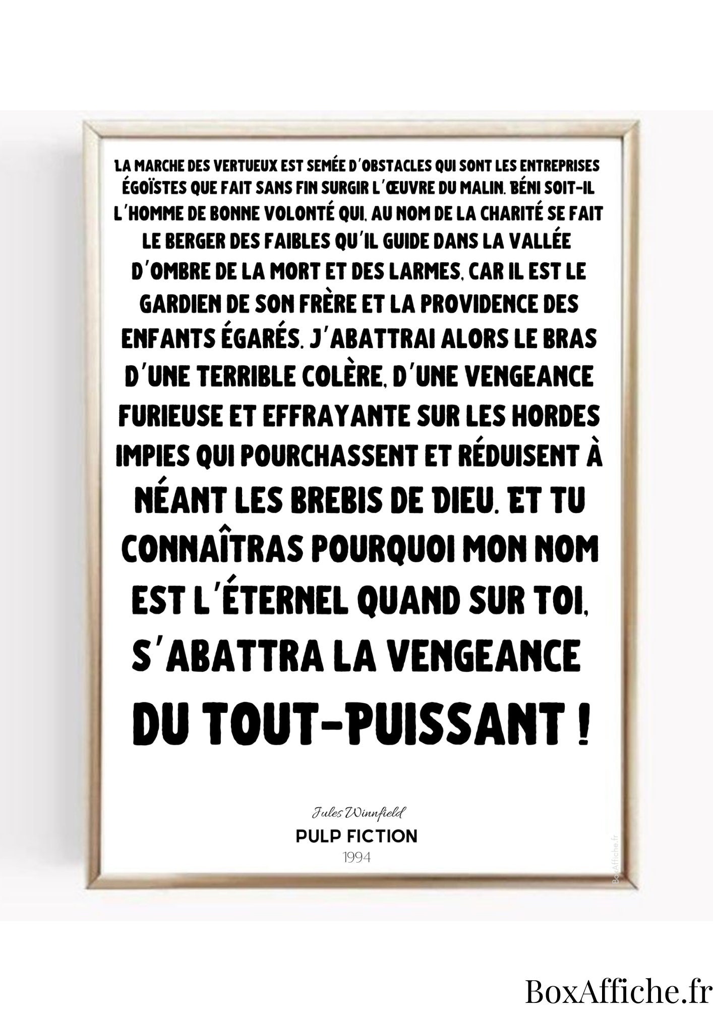 Affiche Cinéma - Pulp Fiction Jules Réplique Culte Idée Cadeau Anniversaire Box Office Envoi Rapide