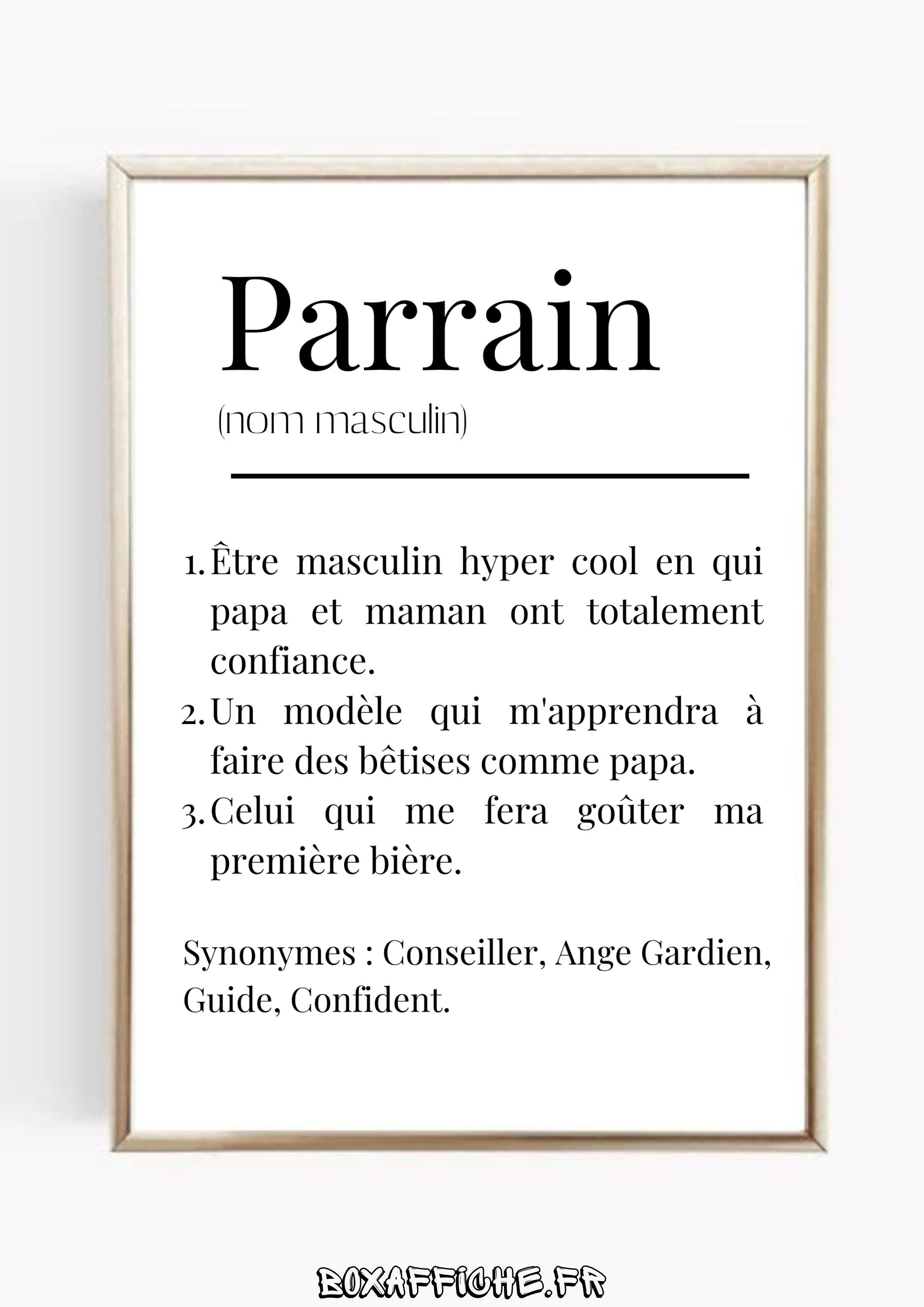 Affiche Famille - Parrain Envoi Rapide Livraison Gratuite France & International Option Plastificati