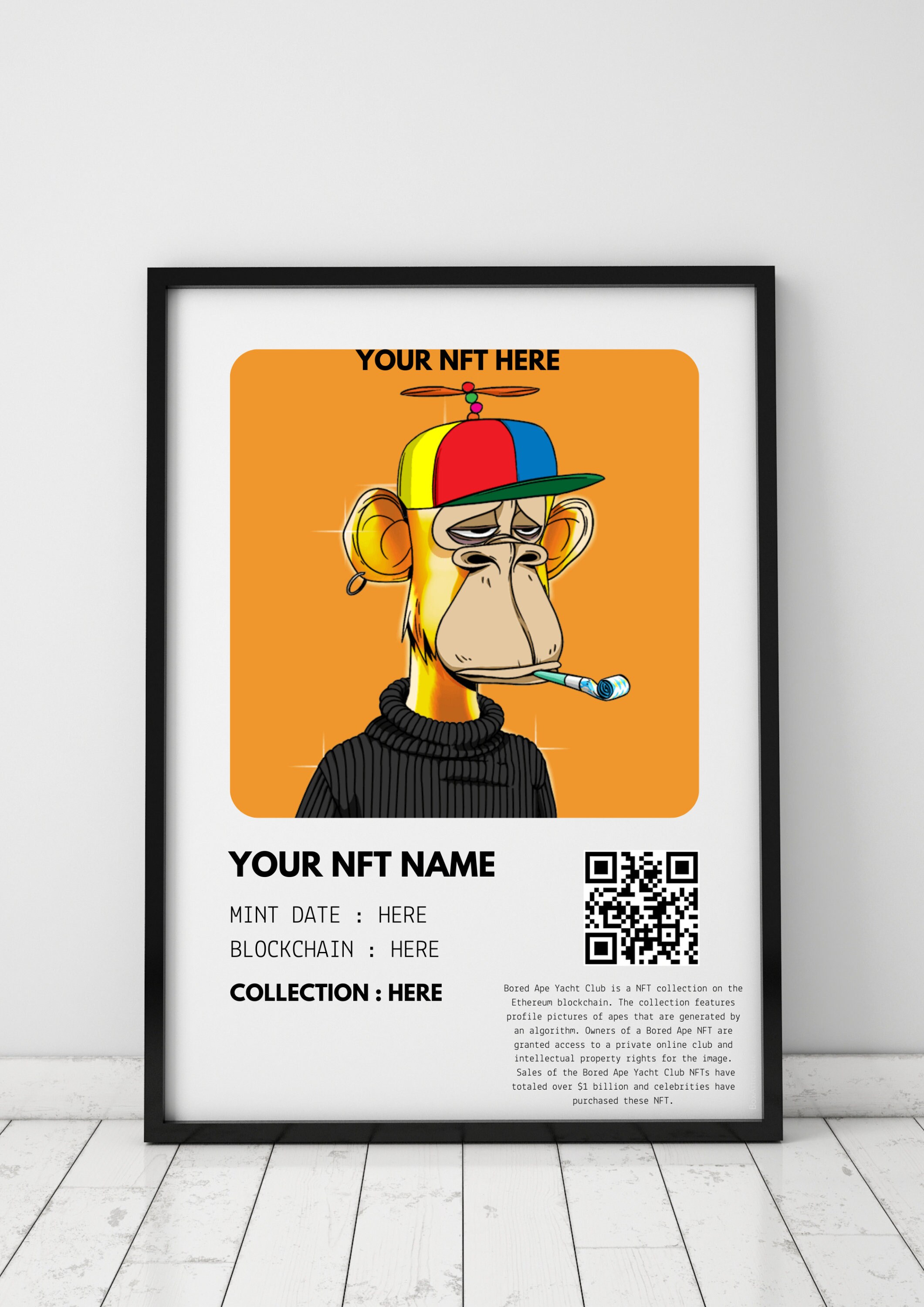 A Personnaliser - Créez L'affiche de Votre Nft-Idée Cadeau Fête Des Pères, Mères, Frères, Soeurs, Co