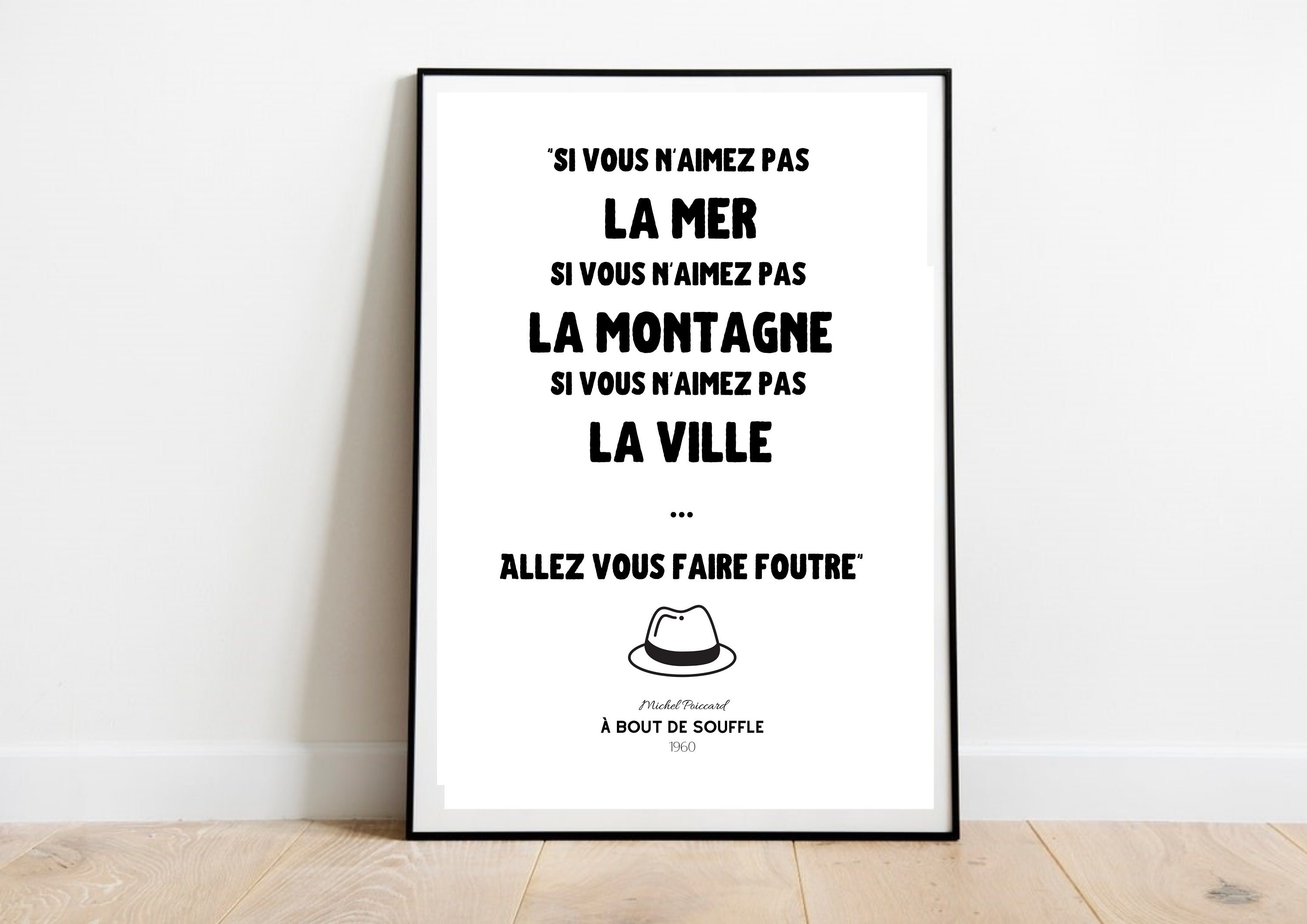 Affiche Cinéma - A Bout de Souffle Nouvelle Vague Jean-Paul Belmondo Made in France Idée Cadeau