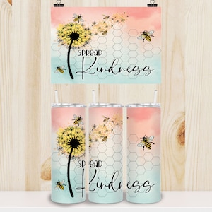 Spread Kindness Skinny Tumbler, Drinkware, Coffee Cup, Gift Idea, Gift for Her, Gift for Mom, Positive Affirmations, Good Vibes