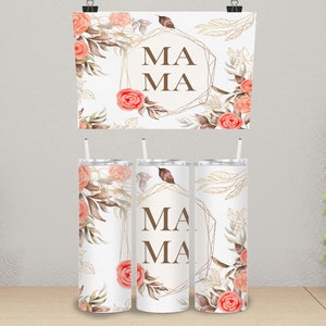 Mama Roses Print Skinny Tumbler, Drinkware, Coffee Cup, Gift Idea, Gift for Her, Mother&#39;s Day Gift, Gift for Mom