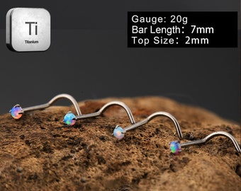 20G Implant Grade Titanium Nose Curved Studs-Opal Nose Piercing-Nose Jewellery-Nose Studs-Nose Screw-Minimalist Jewellery-Gift For Her