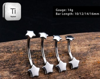 14G Titan Bauch Bars-Stern-Bauchnabel Ring-Innengefädelt Bauch Ring-Curved Barbell-10-16mm Bauch Ring-Nabel Barbell-Geschenk für Sie