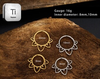 16G titanio Daith orecchino-setto Clicker-fiore petalo cartilagine cerchio-cerniera segmento Clicker-conch orecchino-orecchini minimalisti-regalo per lei