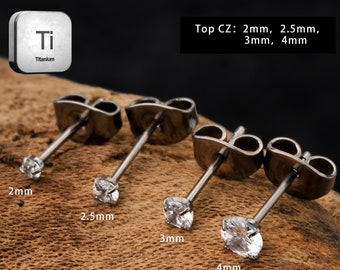 20G Implant Grade Titan Ohrstecker-Zirkonia Ohrringe-Ohrlappen Ohrring-Knorpel Ohrringe Bolzen-Ohrring Schmuck 2mm, 2.5mm, 3mm, 4mm