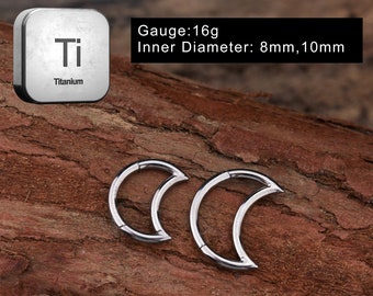 16G Titanium Moon Crescent Septum Ring-Daith Clicker-Cartilage Earring-Helix Hoop-Tragus Hoop-Conch Earring-Minimalist Earring-Gift For Her
