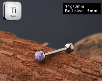 14G Titanium Tongue Barbell-Opal Barbell Jewelry-Tongue Piercing Ring-Barbell Piercing-Tongue Jewelry-Opal Jewelry-Tongue Ring-Gift For Her