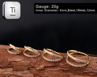 20G Gold Titan CZ Doppel Hoop Nasen Ring-Nase Piercing-Knorpelohrring-Helix Hoop-Minimalist Ohrring-Tragus Hoop-Conch Hoop-Geschenk für Sie