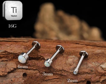 Boucle d'oreille à filetage interne en titane 16G-boucle d'oreille Helix-boucle d'oreille Opal Labret-Tragus Stud-Conch Stud-Boucles d'oreilles minimalistes-3mm Boucle d'oreille