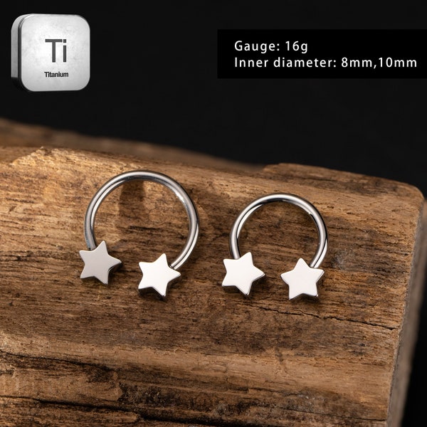 16G Implant Grade Titan Stern Septum Ring-Hufeisen Ringe-Knorpelohrring-Daith Ohrring-Nase Hoops-Tragus Ohrring-Stern Septum Schmuck