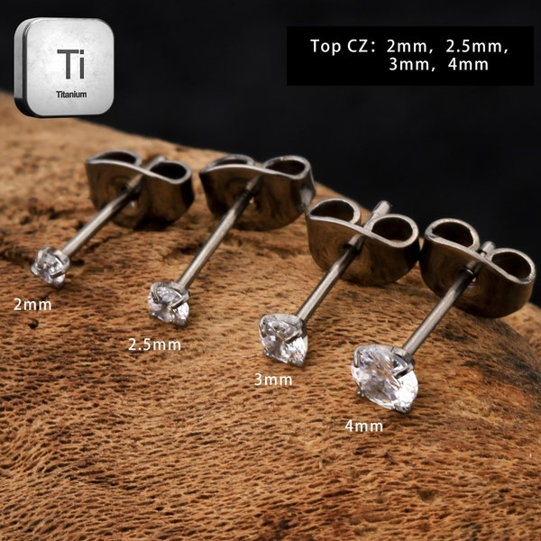 20G Implant Grade Titanium Earring Studs-Cubic Zirconia Earrings-Earlobe Earring-Cartilage Earrings Stud-Earring Jewellery 2mm,2.5mm,3mm,4mm