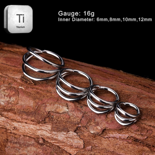 16G Titanium Triple Hoop Septum Clicker-Cartilage Hoop-Daith Hoop-Tragus Hoop-Conch Earring-Helix Hoop-Minimalist Earring-Gift For Her