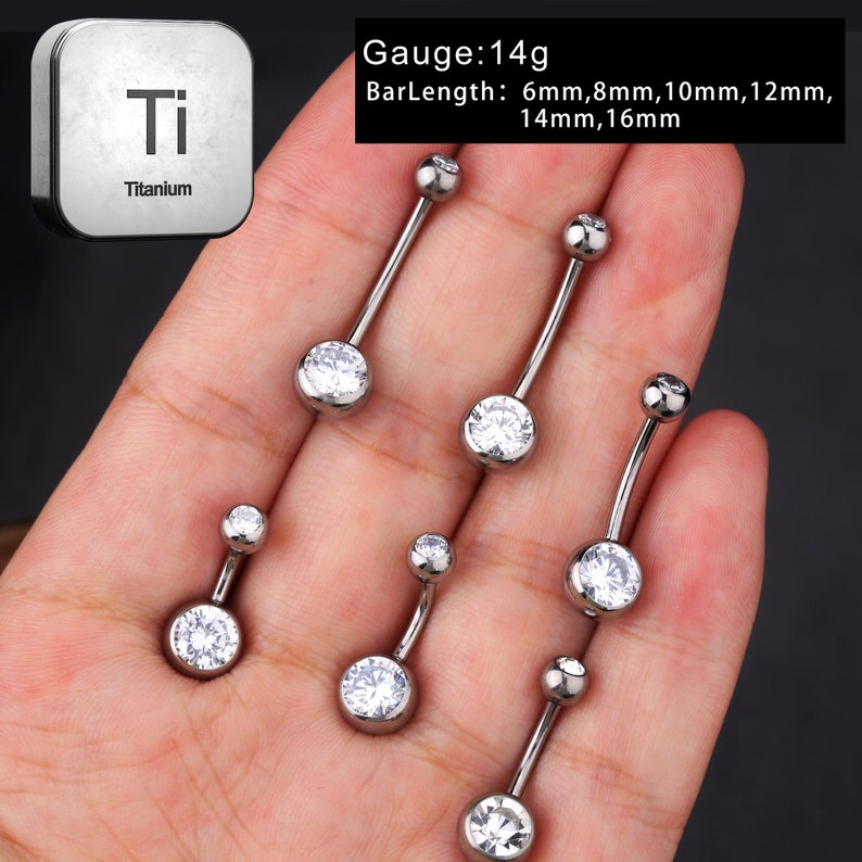 14G Implant Grade Titanium Belly Button Ring-Externally Threaded Navel Ring-6mm-16mm Belly Button Piercing-Navel Piercing Ring-Gift For Her image 2