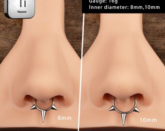 16G Titanium Spike Septum Ring-Nose Ring-Helix Earring-Daith Hoop-Hinged Clicker Hoop-Cartilage Earring-Minimalist Earrings-Gift For Her