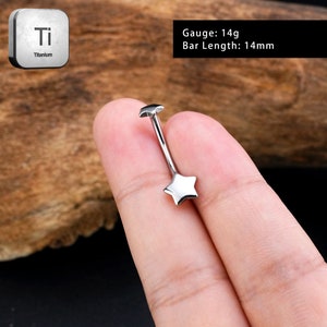 14G Titanium Belly Bars-Star-Belly Button Ring-Internally Threaded Belly Ring-Curved Barbell-10-16mm Belly Ring-Navel Barbell-Gift For Her image 5