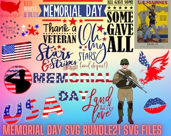 Memorial Day SVG Bundle, Patriotic svg, American soldier svg, Military svg, Veteran quotes, army svg bundle, Memorial Day cut file, USA svg