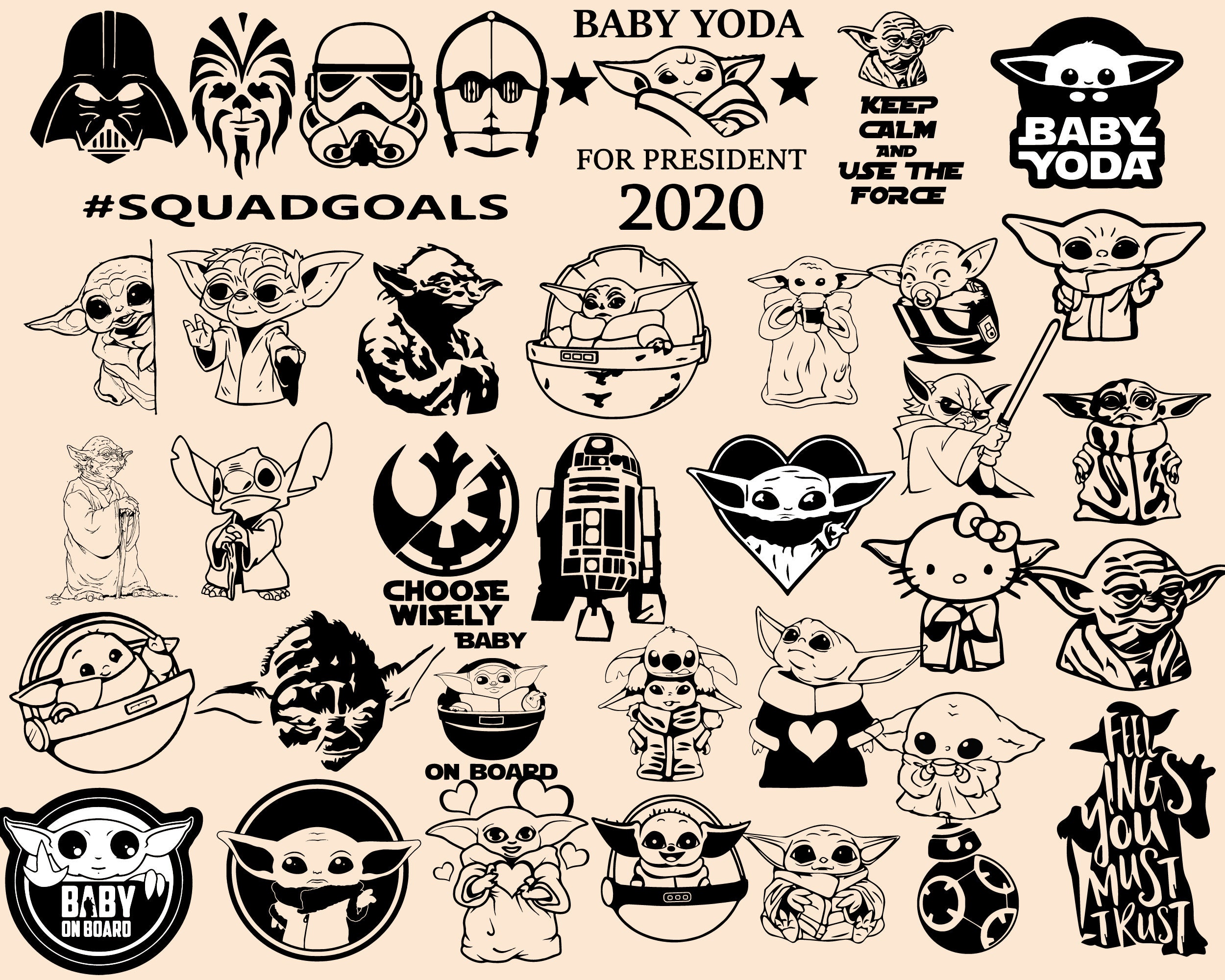 Baby Yoda SVG Bundle, Baby Yoda Digital Files, Baby Yoda Svg, Baby Yoda