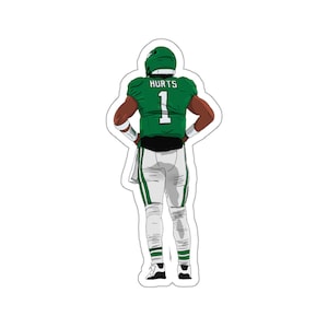 Pegatina de celebración de Jalen Hurts, regalo para un fan de Filadelfia, dibujo a mano de alta calidad, vinilo deportivo