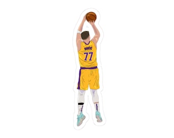 Luka Doncic Jumper Los Angeles Sticker, Gift For Los Angeles Fan, High Quality Hand Drawn Art, Sports Vinyl Decal