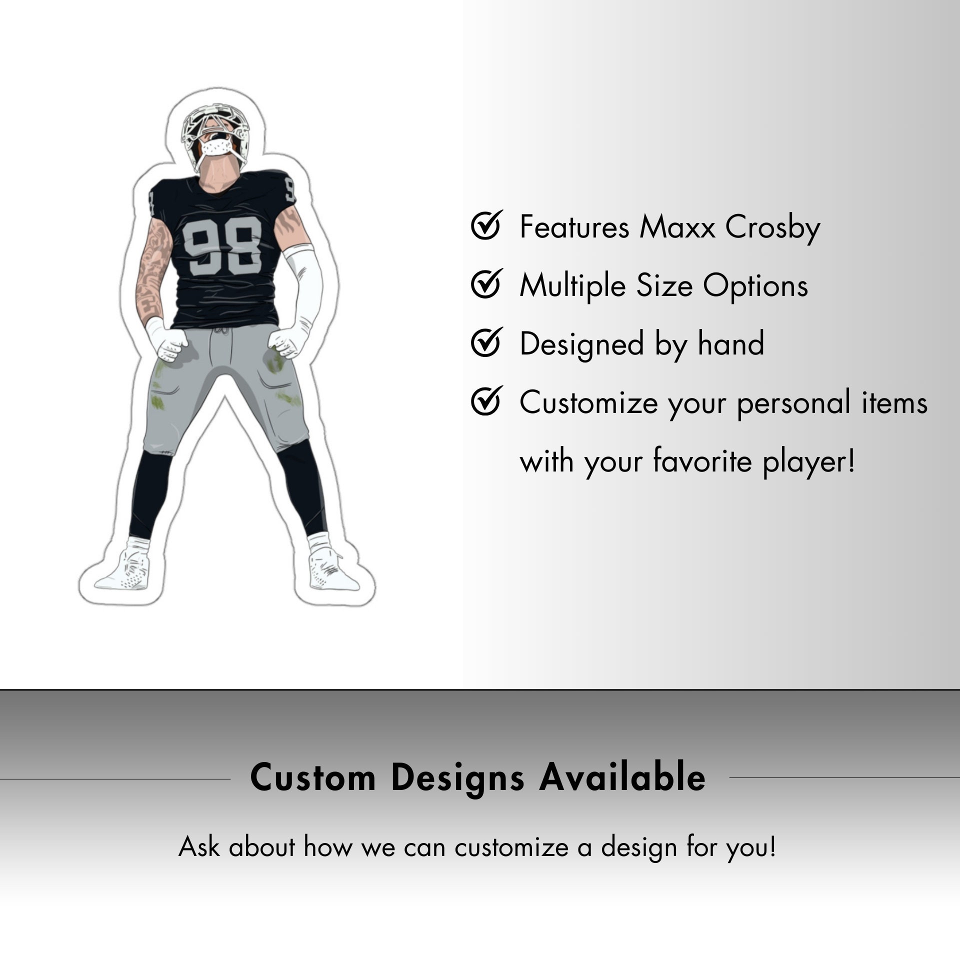 Maxx Sticker Maxx Crosby Celebrating Las Vegas Sticker, Hand Drawn Art, Sports Vinyl ...