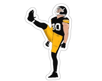 Tj Watt Celebrating Pittsburgh Sticker, Hand Drawn Art, Sports Vinyl Decal