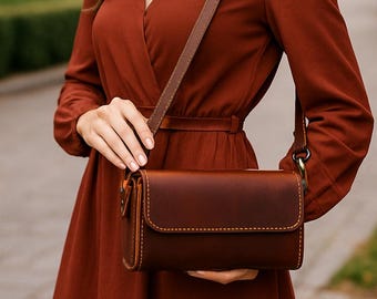 Mini Leather Shoulder Bag Pattern: Retro Handbag DIY (PDF Download A4 Format)