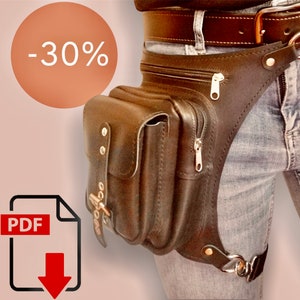 PDF Pattern Leather Leg Holster | Motorbike Bag Pattern | Belt Bag Template | Thigh Bag | Steampunk Bag Template | Holster