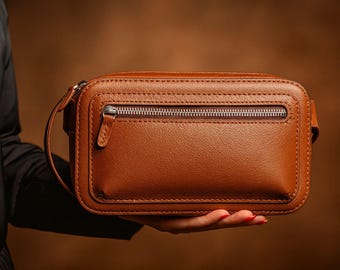Leather Crossbody Bag PDF Pattern: Unisex Shoulder Bag Template (A4 Printable Stitch Holes)