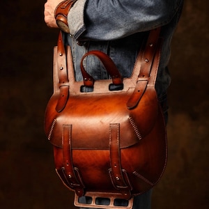 Leder Rucksack PDF Schnitt | Jäger Backpack Vorlage | Handgemachte Leder Rucksack Digitales Pdf | Frau Taschen Vorlage | Selbstgemachter Rucksack