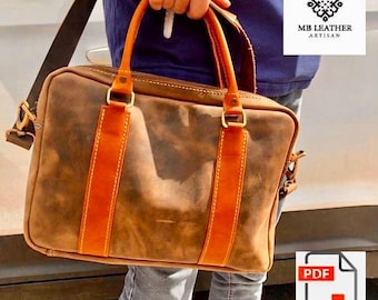Patrón PDF para bolso bandolera de cuero / Plantilla para maletín DIY