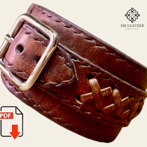 PDF pattern leather bracelet download Easy pattern Leather DIY Leather wristband Steampunk style