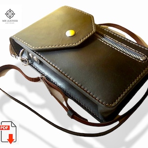 Sac messager en cuir à motif PDF | Sac à bandoulière | Modèle de sac décontracté | Modèle à bandoulière en cuir | Sac à main, modèle de sac steampunk