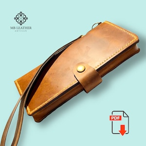 PDF Template - Leather Long Wallet Pattern - Leather DIY - Pdf Download - Wallet Template