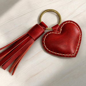 Leather Heart Keychain Pattern – Tassel Key Fob Template (PDF Pattern)