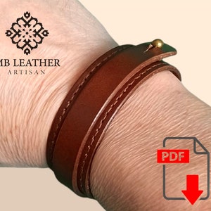 PDF pattern leather bracelet download Easy pattern Leather DIY Leather wristband Steampunk style