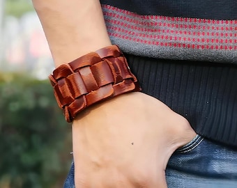 Leather Woven Bracelet PDF Pattern, Easy DIY Steampunk Wristband (A4)