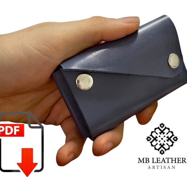 Origami Leather Wallet Pattern PDF - Snap Wallet Pattern - Card wallet Template- Non-stitched Leather Wallet Pattern