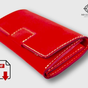 Modèle PDF - Modèle de portefeuille long en cuir - Cuir DIY - Téléchargement PDF - Modèle de portefeuille