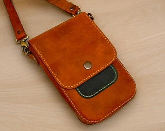 Leather Phone Bag PDF Pattern | DIY Crossbody Bag Template