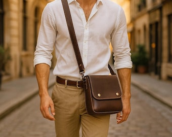 Leather Messenger Bag PDF Pattern | Steampunk Crossbody Template (22x19x6 cms)